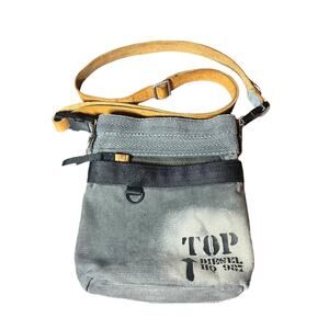 Vintage DIESEL Stylish Gray and Tan Crossbody Bag